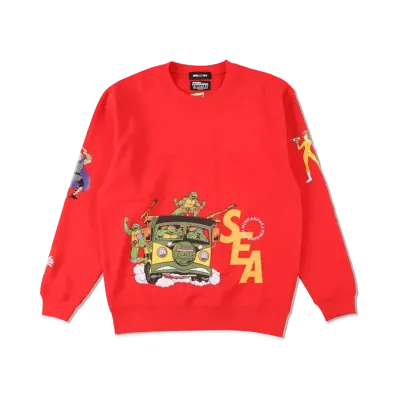 WIND AND SEA x TMNT (TMNT-RIDING) CREW NECK "Red"
