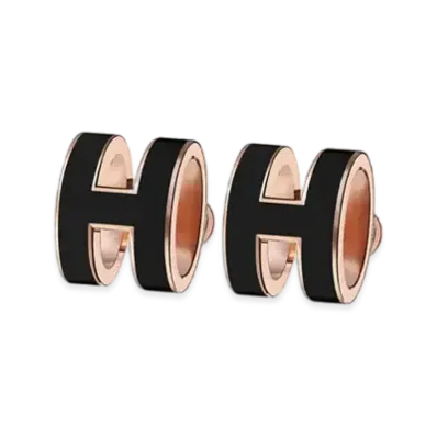 Hermes Pop H Earrings "Rose Gold/Noir"