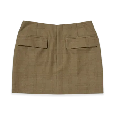AURALEE Bluefaced Wool Mini Skirt "Brown Check"