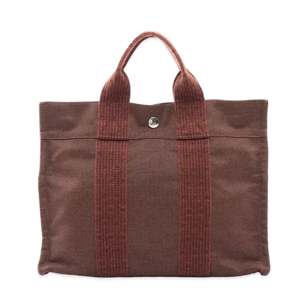 HERMES Her Line Canvas Tote Bag "Brown"