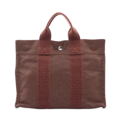 HERMES Her Line Canvas Tote Bag "Brown"