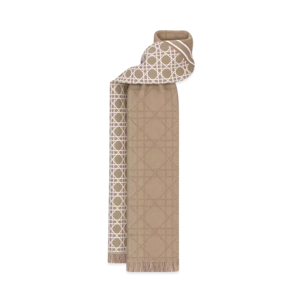 Dior Striped Cannage Scarf Wool "Beige/White"