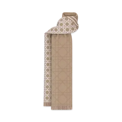 Dior Striped Cannage Scarf Wool "Beige/White"