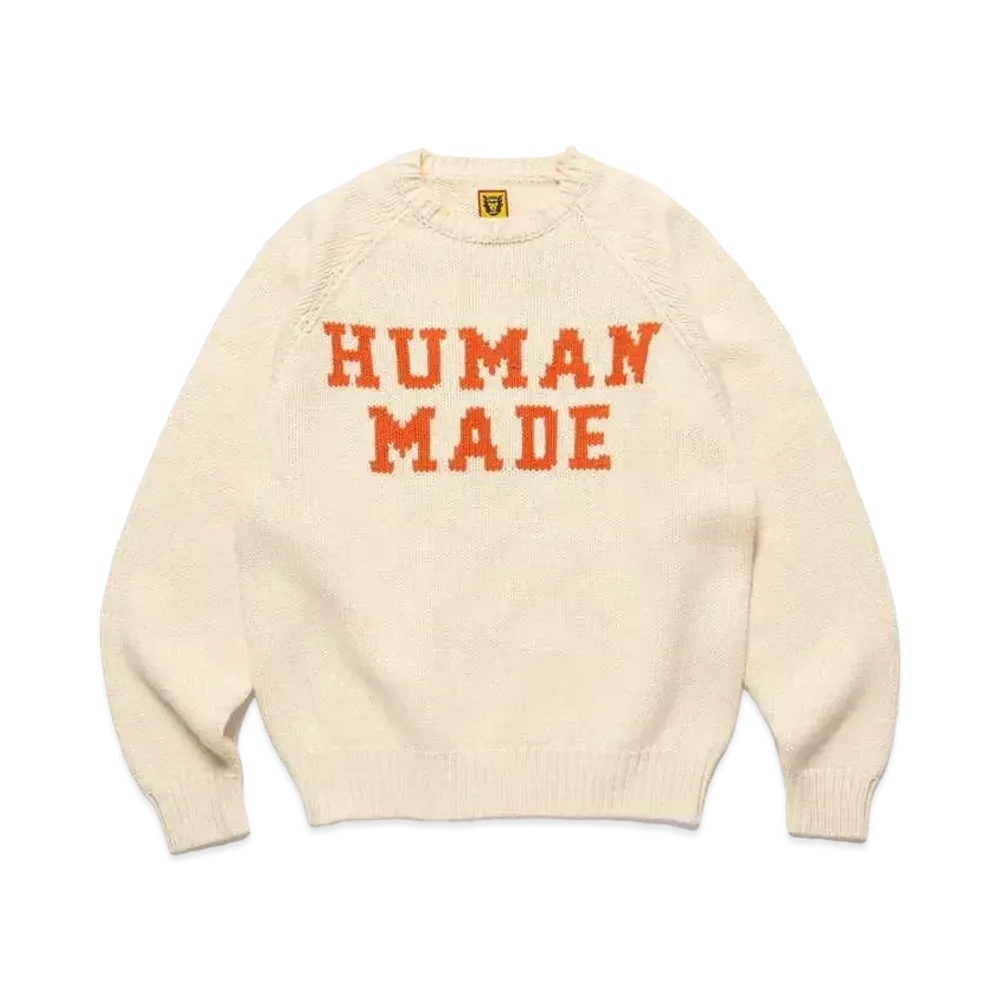 HUMAN MADE Bear Raglan Knit Sweater "White"