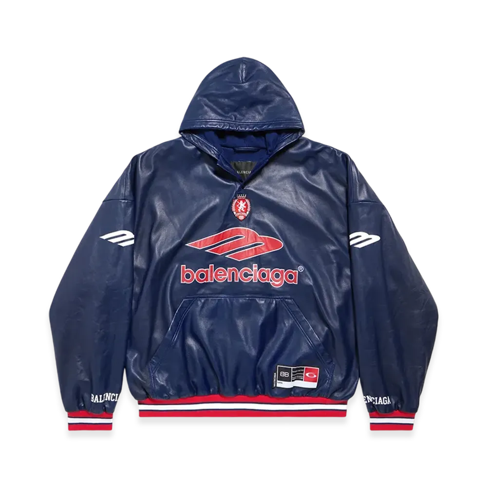 BALENCIAGA 3B Football Polo Hoodie "Dark Navy"