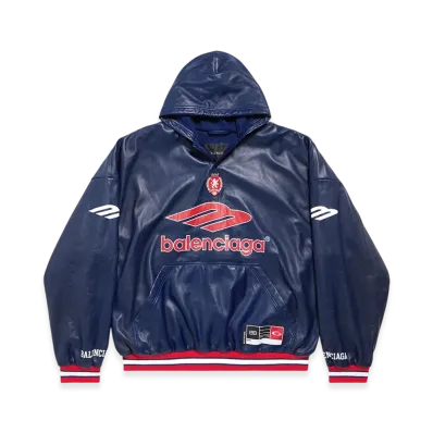 BALENCIAGA 3B Football Polo Hoodie "Dark Navy"