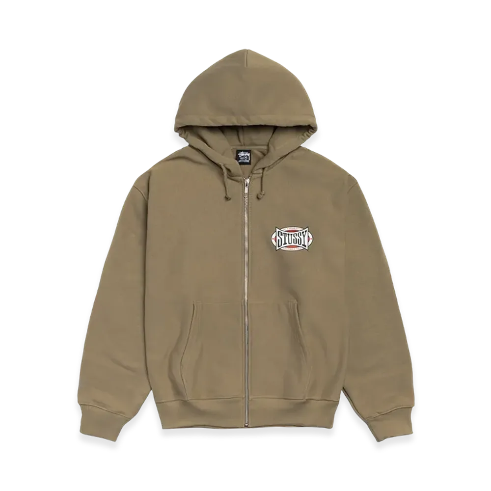 Stussy Champion Oval Zip Hoodie "Army"
