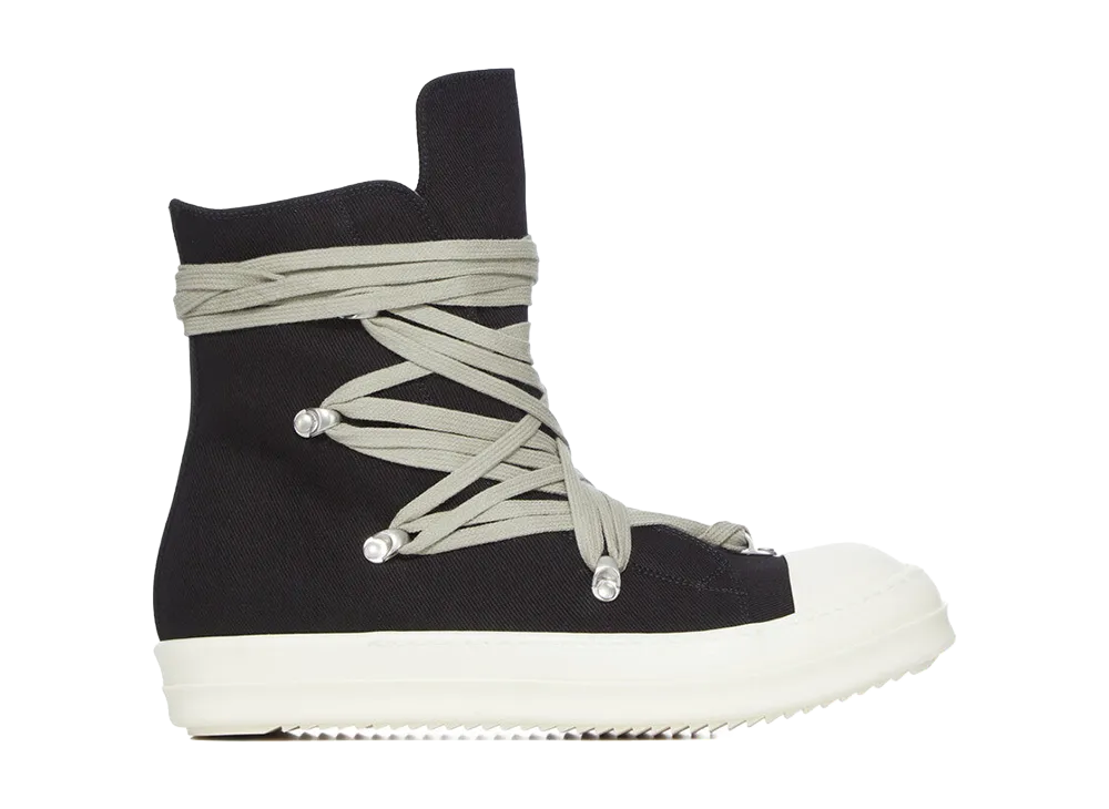 Rick Owens DRKSHDW FW26 Tower Megalace Sneaks 13oz Overdyed Denim "Black/Milk"