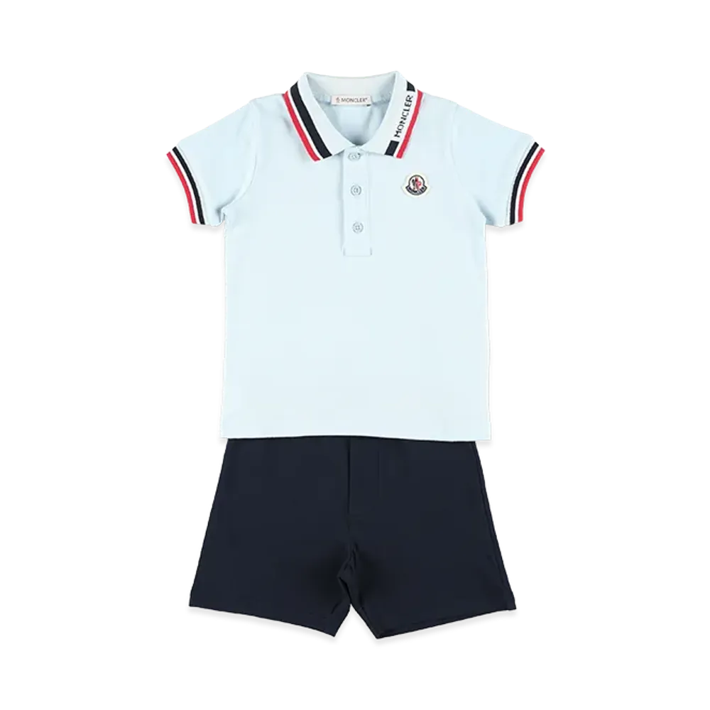 MONCLER Kids Polo Shirt And Shorts Set "Light Blue/Dark Blue"