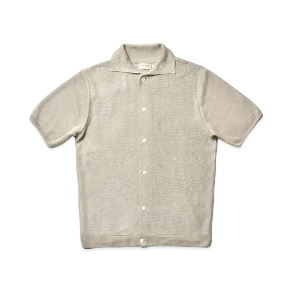 THE REAL McCOY'S Linen Rib Knit Collared Shirt "Ecru"