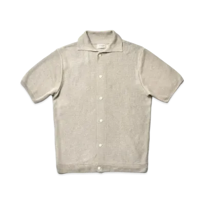 THE REAL McCOY'S Linen Rib Knit Collared Shirt "Ecru"