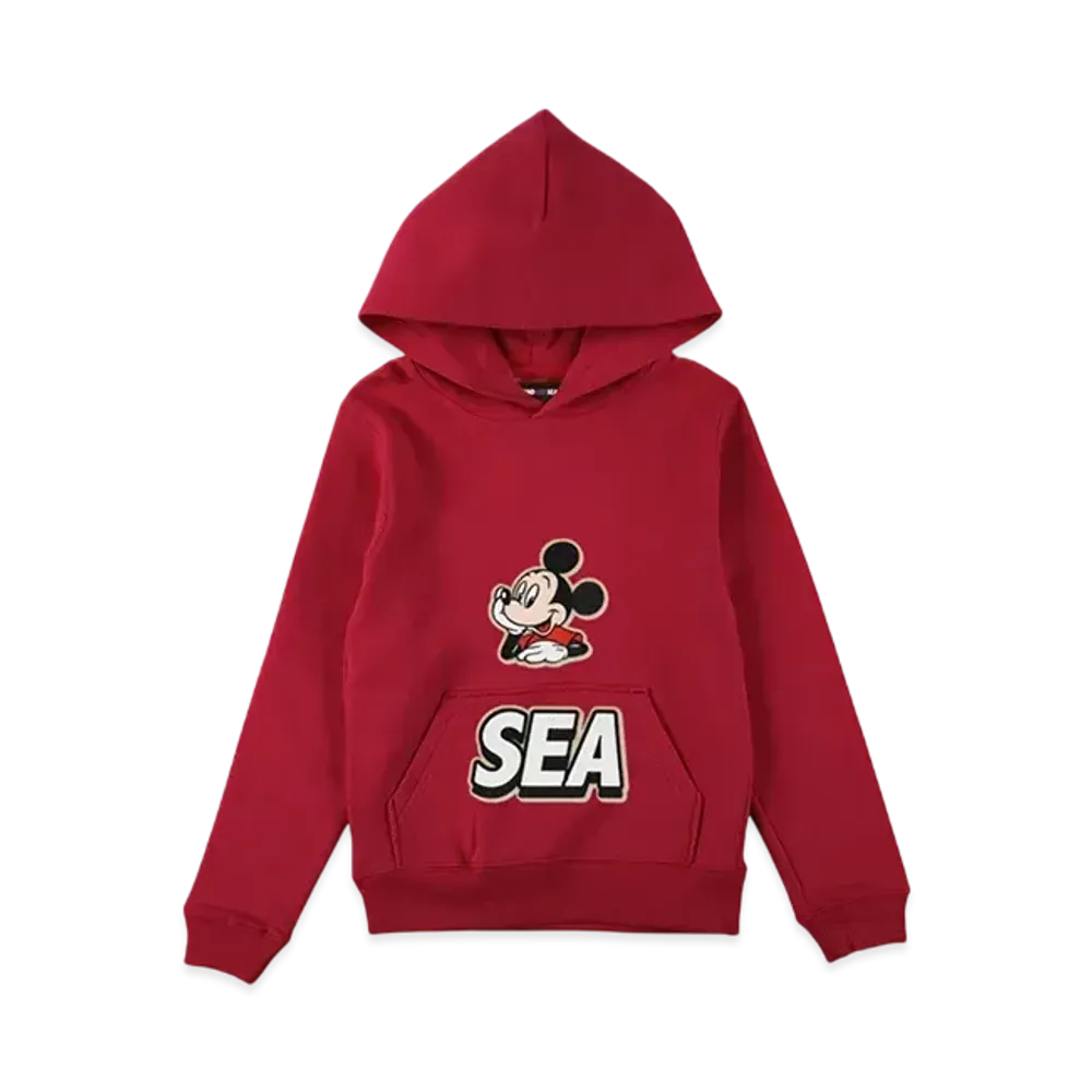 WIND AND SEA x Disney Mickey Front Pocket Hooded Sweat Shirt Kids "Red"