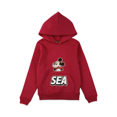 WIND AND SEA x Disney Mickey Front Pocket Hooded Sweat Shirt Kids "Red"