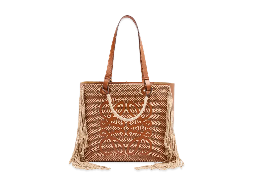 LOEWE Anagram Tote In Cord And Classic Calfskin "Tan"