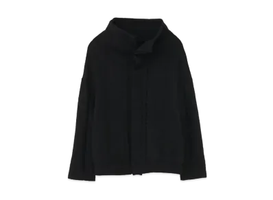Yohji Yamamoto Y's PARTIAL DROP STITCH SHRINKAGE OFF NECK FLY CARDIGAN "Black"