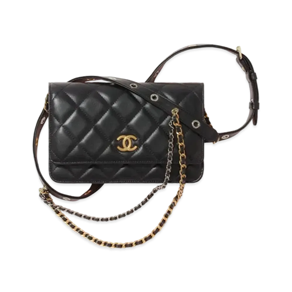 CHANEL Chain Wallet Goat Skin "Black"