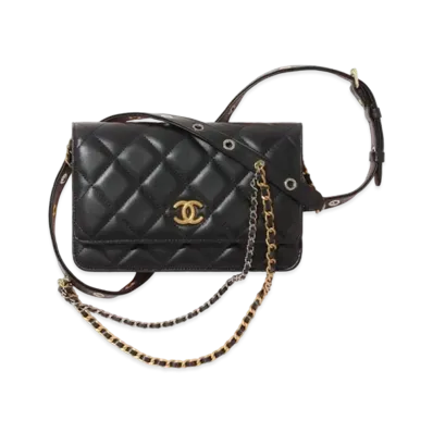 CHANEL Chain Wallet Goat Skin "Black"