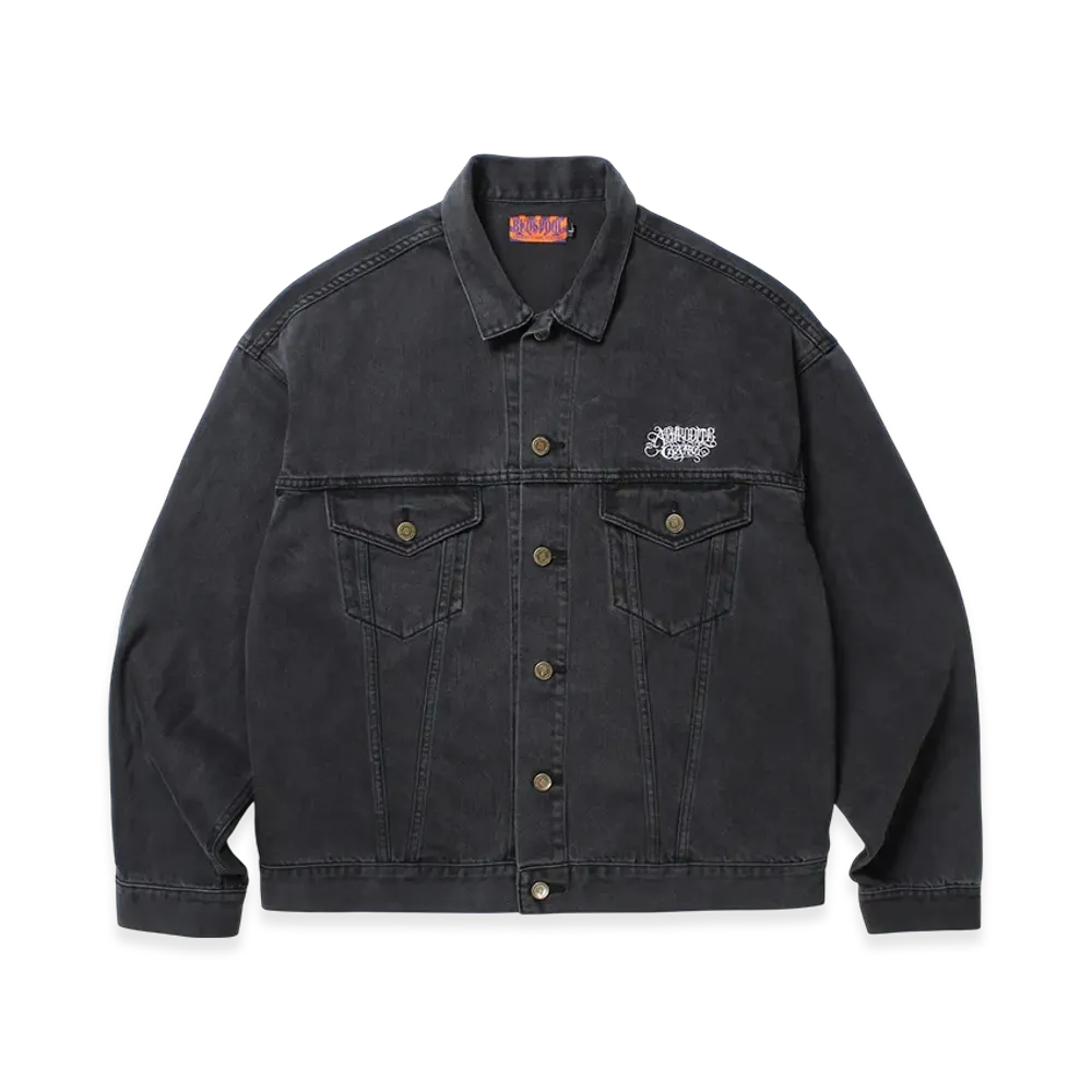 APHRODITEGANG Washed Denim Trucker Jacket "Black/White"