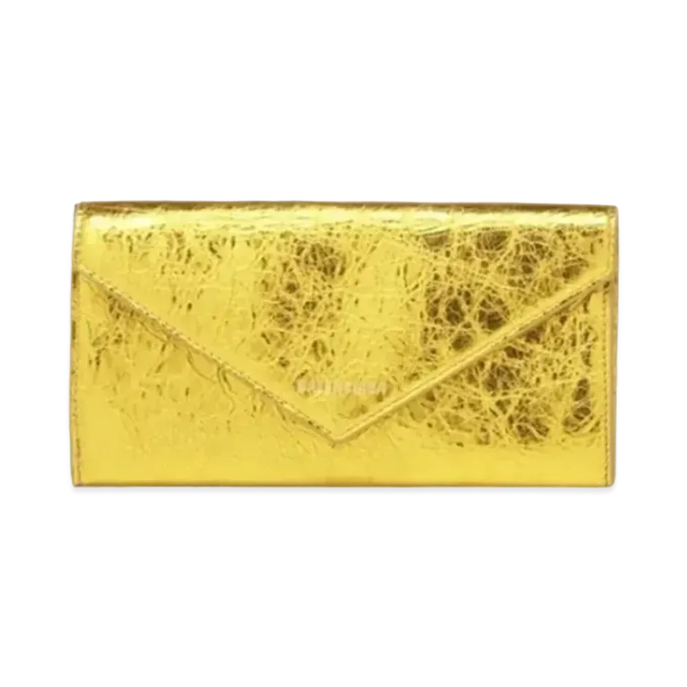 BALENCIAGA Paper Metallic Paper Full-Zip Wallet "Gold"
