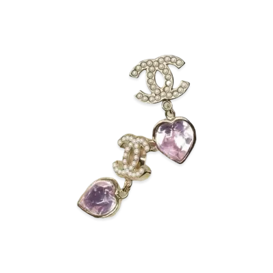 CHANEL Earrings Metal Strass & Glass Pearls "Gold/Pink/White"