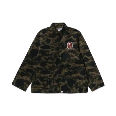 A BATHING APE x CLOT Camo Ape Head China Jacket "Green"