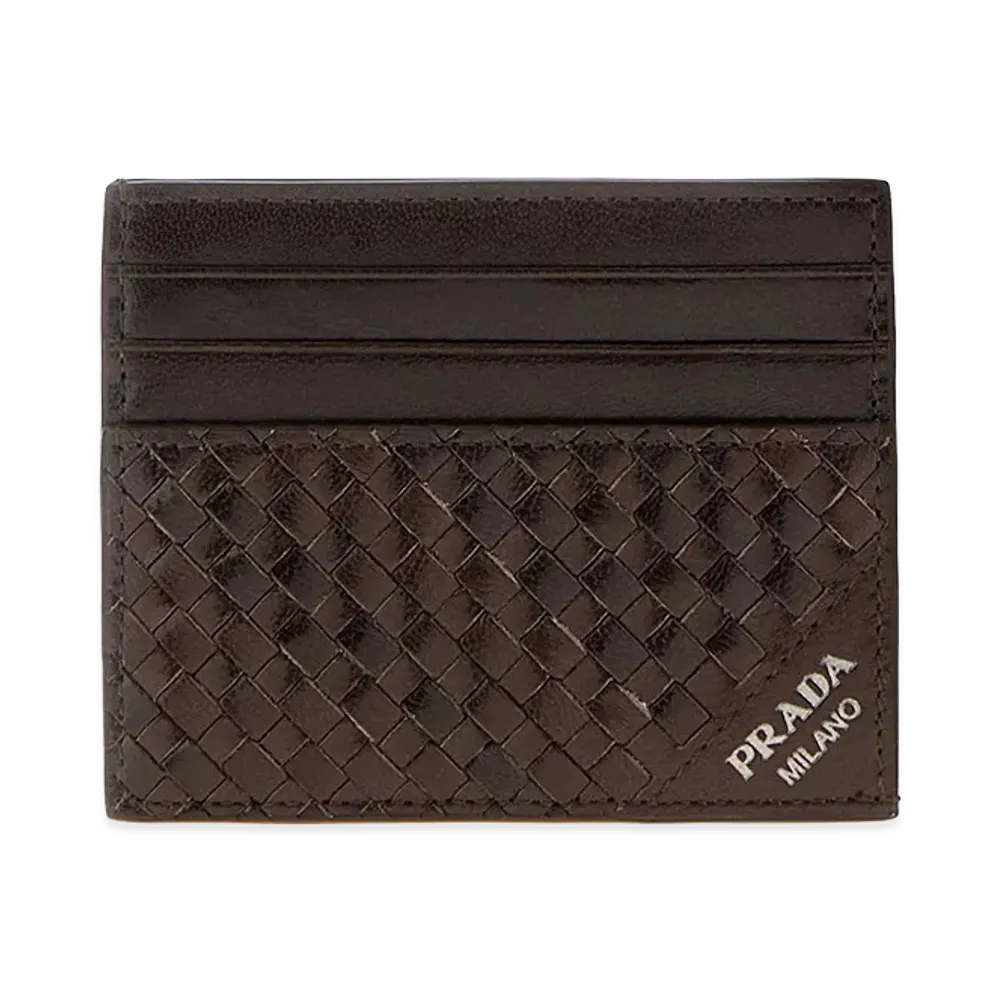 PRADA Leather Card Holder "Dark Brown"