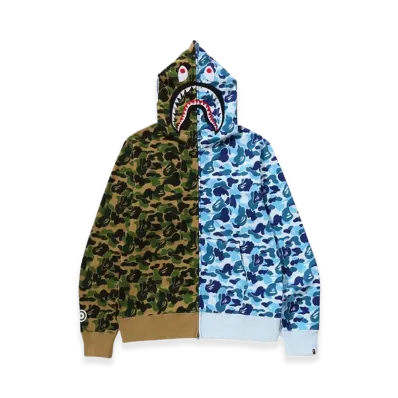 A BATHING APE ABC Camo Crazy Shark Full Zip Hoodie "Green/Blue"
