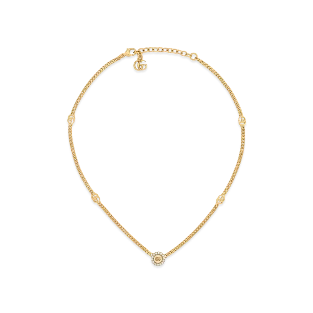 GUCCI GG Marmont Double G Flower Necklace "Gold"