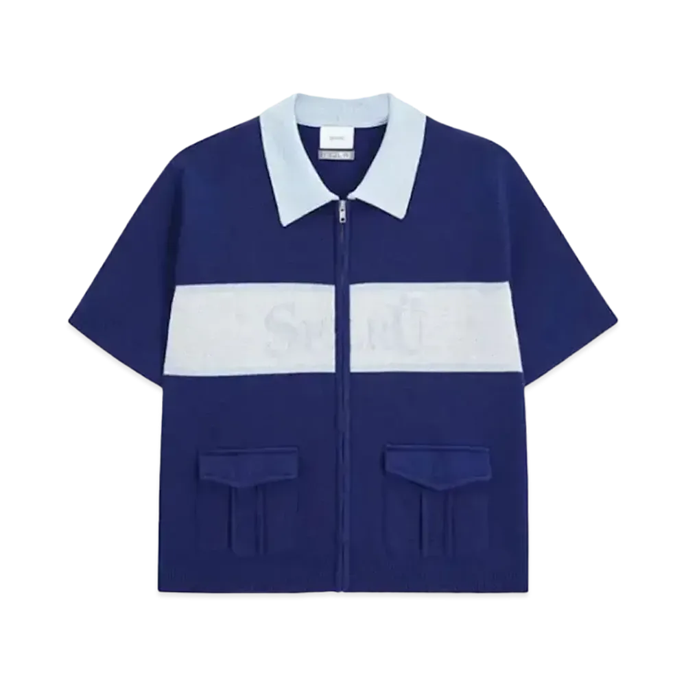 BLESS U x SPLR Zip Knit Polo "Navy"