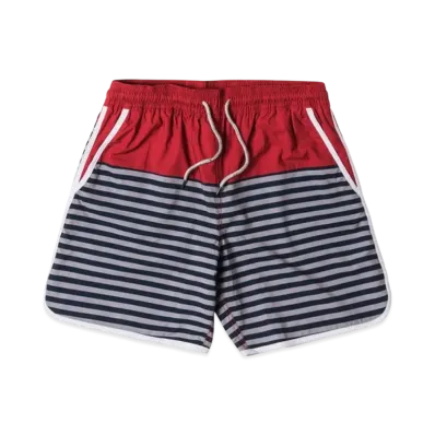 Kith Swim Shorts Rockaway Shorts "Navy/Red"