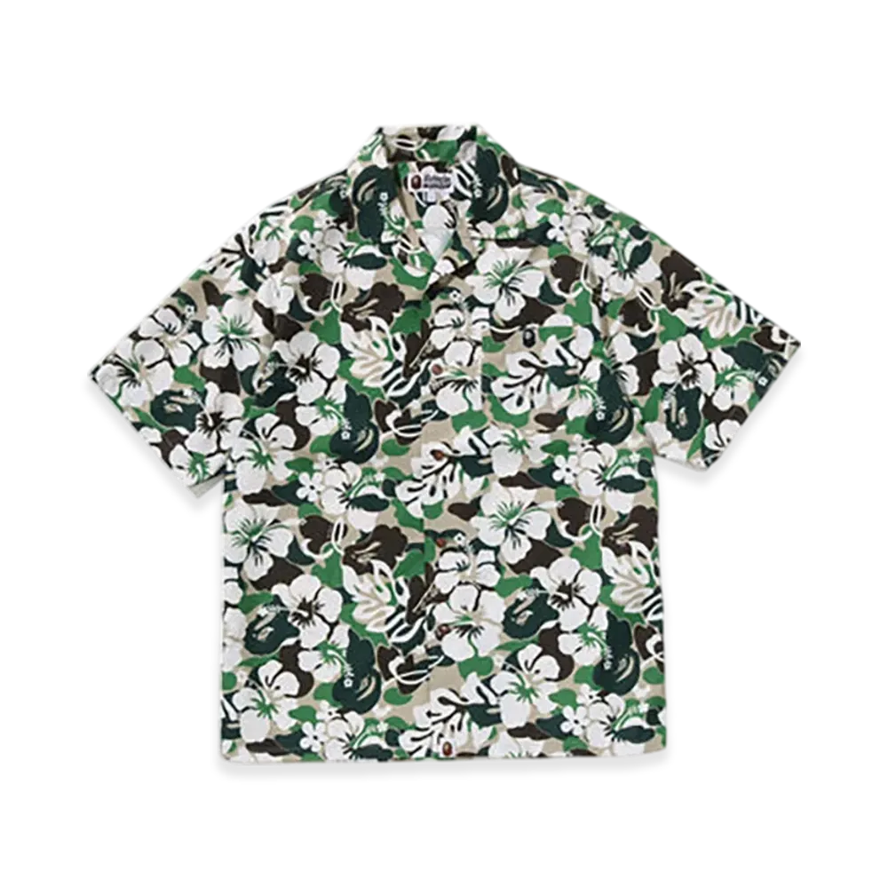 A BATHING APE ABC Resort Camo Open Collar Ss Shirt "Green"