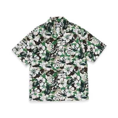 A BATHING APE ABC Resort Camo Open Collar Ss Shirt "Green"