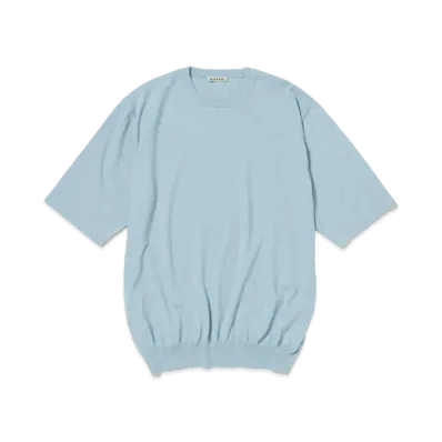 AURALEE Cashmere Hard Twist Knit Tee "Light Blue"