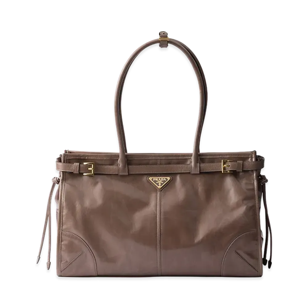 PRADA Bonnie Large Leather Handbag "Clay"