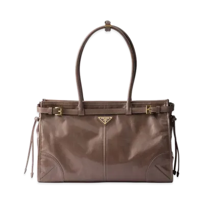 PRADA Bonnie Large Leather Handbag "Clay"