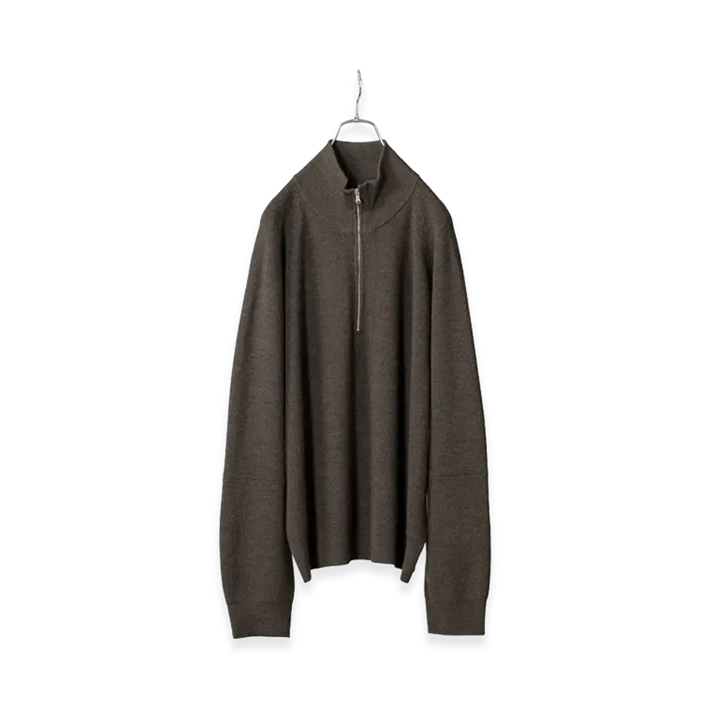 ANCELLM 120's Wool Half Zip Knit "Marron"