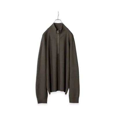 ANCELLM 120's Wool Half Zip Knit "Marron"