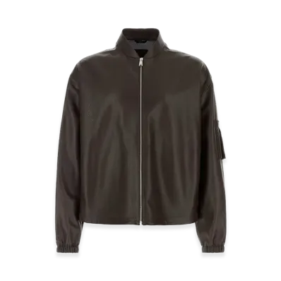 FENDI Nappa Leather Bomber Jacket "Chocolate/Brown"