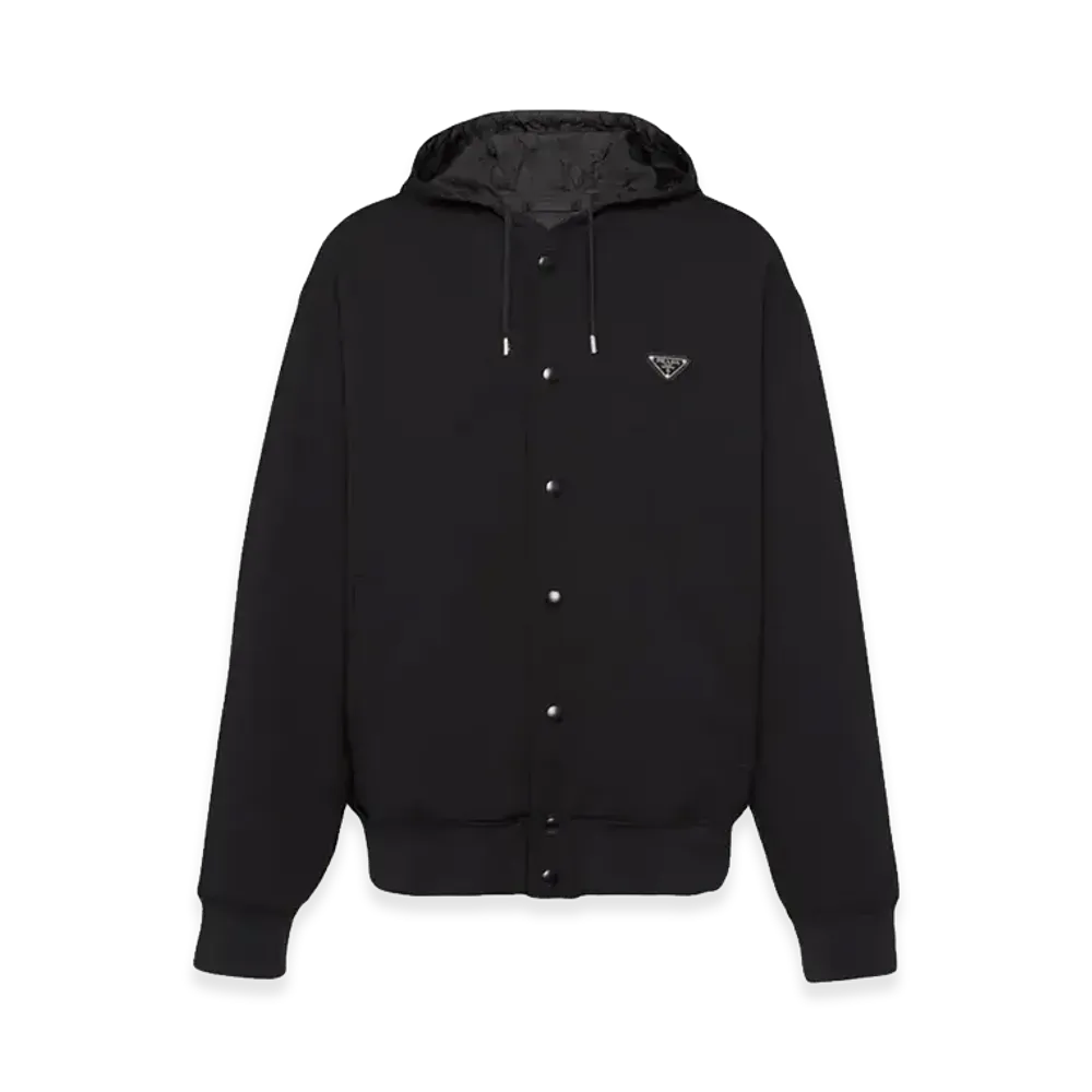 PRADA Logo-Applique Cotton Bomber Jacket "Black"