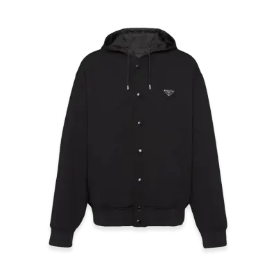 PRADA Logo-Applique Cotton Bomber Jacket "Black"