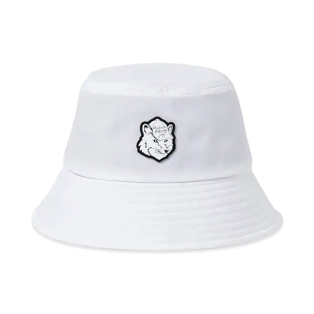Maison Kitsune Golf Fox Head Bucket Hat "White"