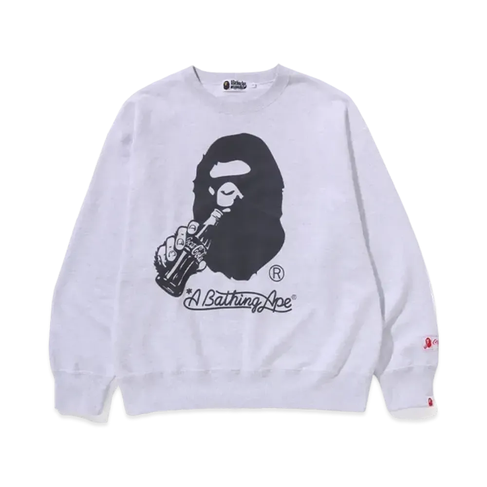 A BATHING APE x COCA COLA Ape Head Crewneck "White"