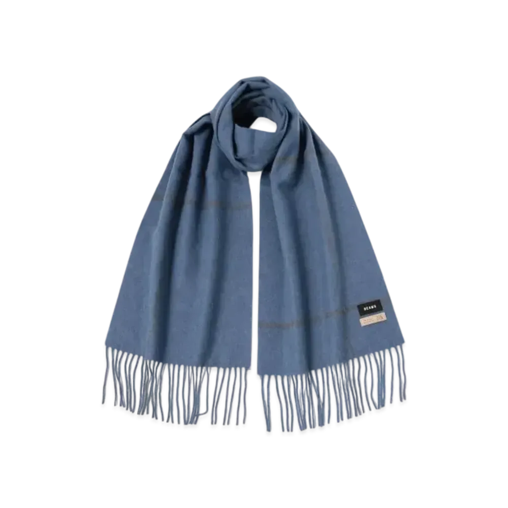 BEAMS Window Pen Check Alpaca Scarf "Sax"