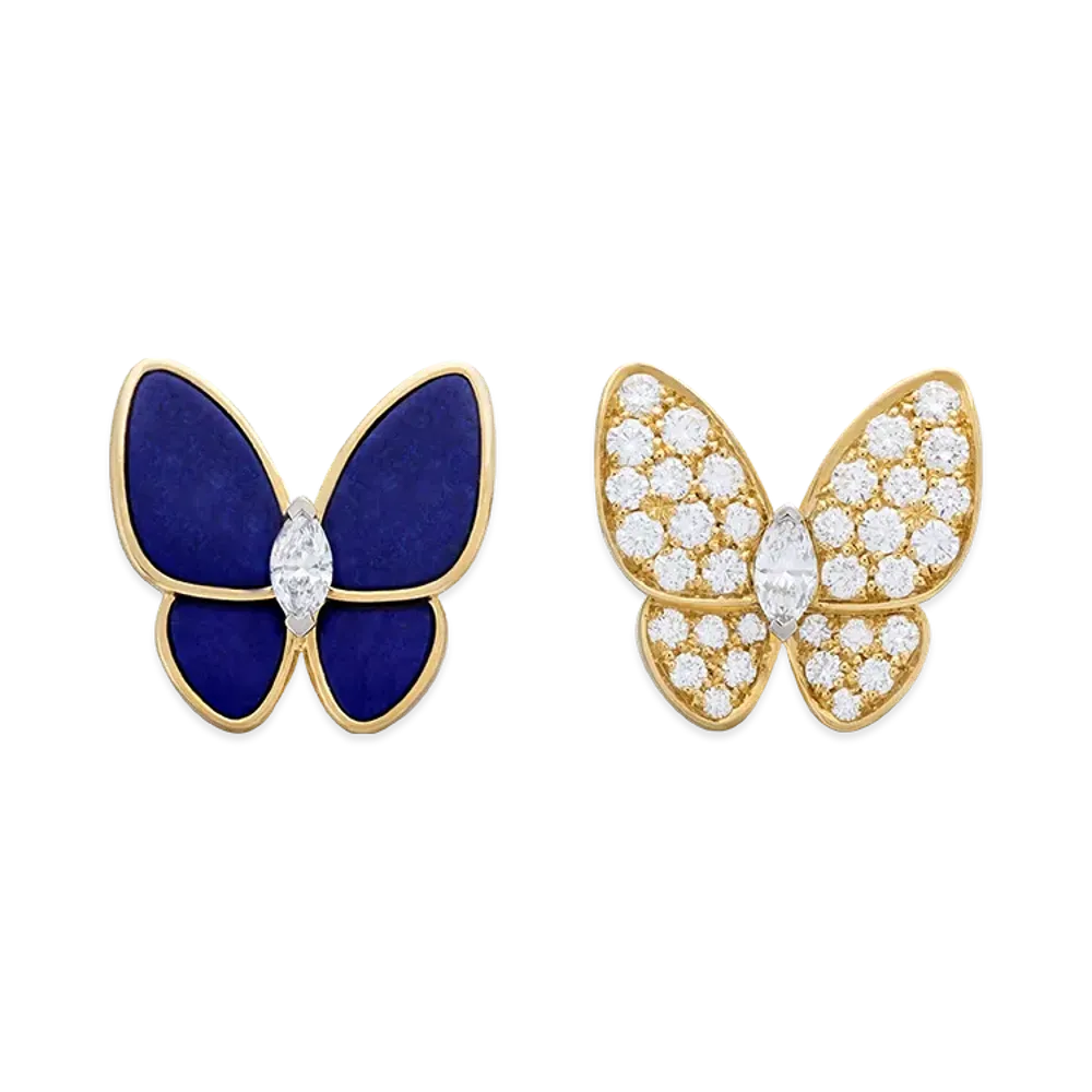 Van Cleef & Arpels Deux Papillons earrings "18K Yellow gold/Diamond/Lapis lazuli"