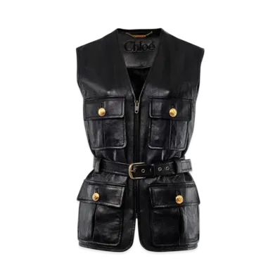 Chloe Utilitarian Vest In Soft Leather "Black"