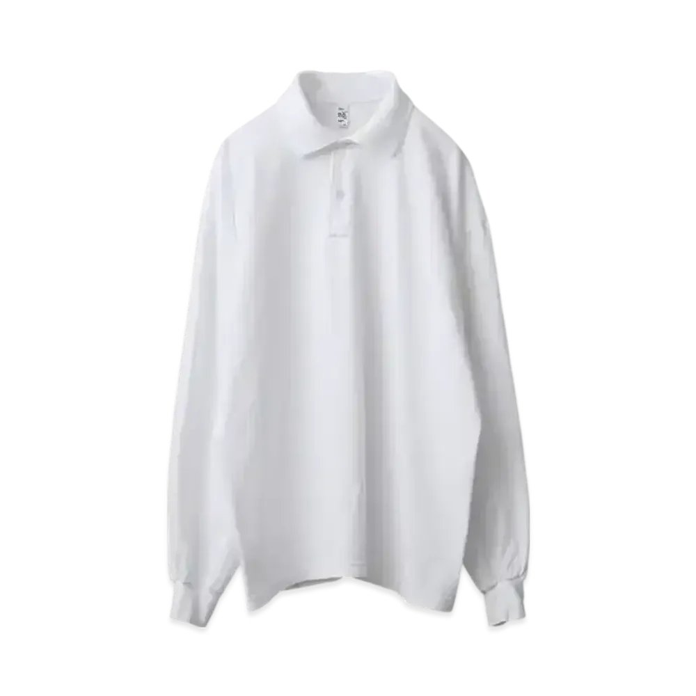 Los Angeles Apparel Garment Dye Long Sleeve Polo Shirt "White"