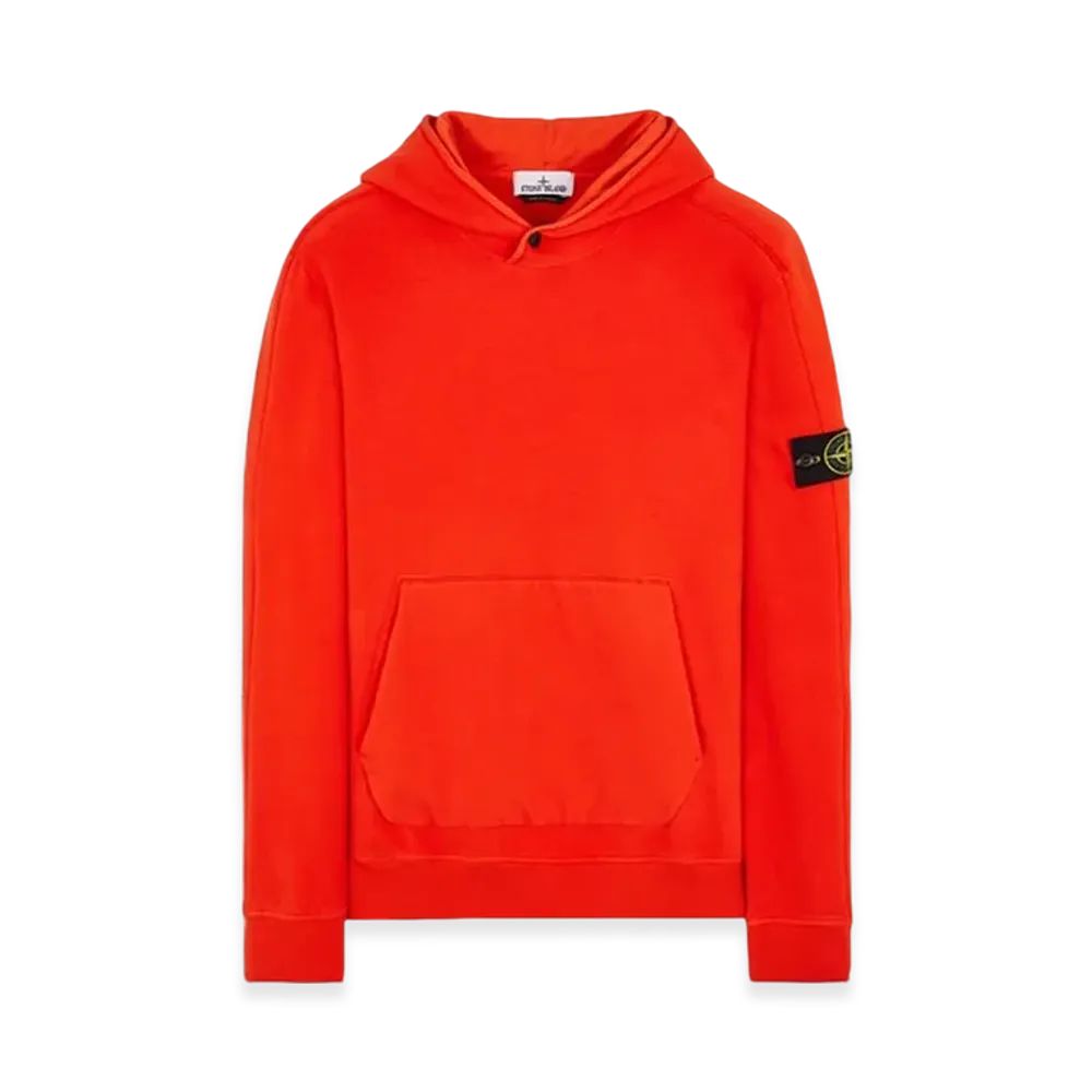 Stone Island 61252 Garment Dyed Stretch Cotton Fleece Hooded Sweatshirt - 23FW "Lobster Red"