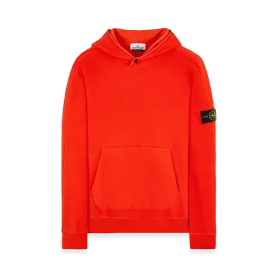 Stone Island 61252 Garment Dyed Stretch Cotton Fleece Hooded Sweatshirt - 23FW "Lobster Red"