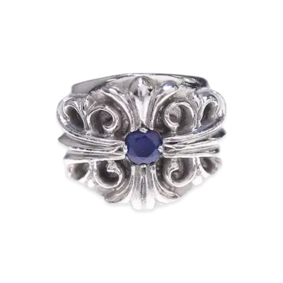 Chrome Hearts 18K Keeper Sapphire Ring "White Gold"