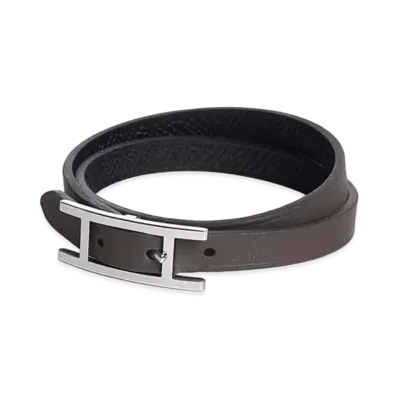 Hermes Behapi Double Tour Bracelet "Gris Etain/Noir"